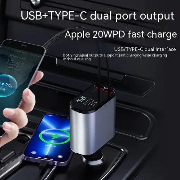 Digital Display Charging USB Adapter Cigarette Lighter One to Four - high-quality product